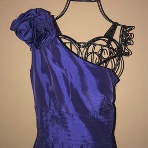 One shoulder cocktail or prom dress.